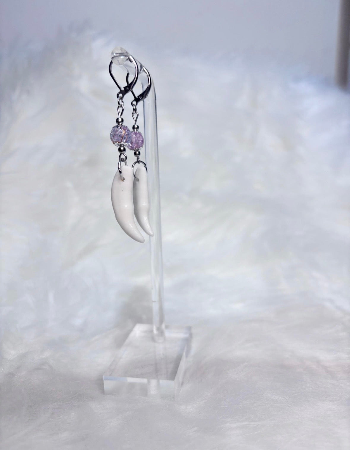 Pastel Coyote Teeth Earrings