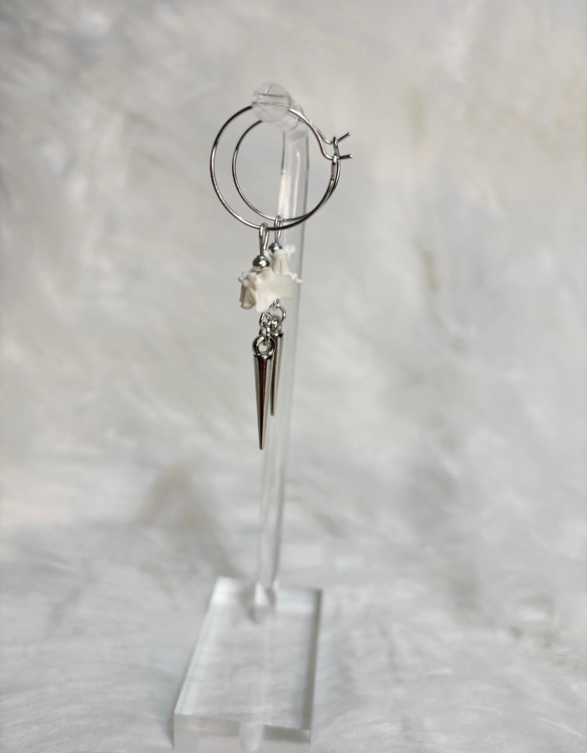 Rattlesnake Vertebra Bone and Spike Hooped Earrings