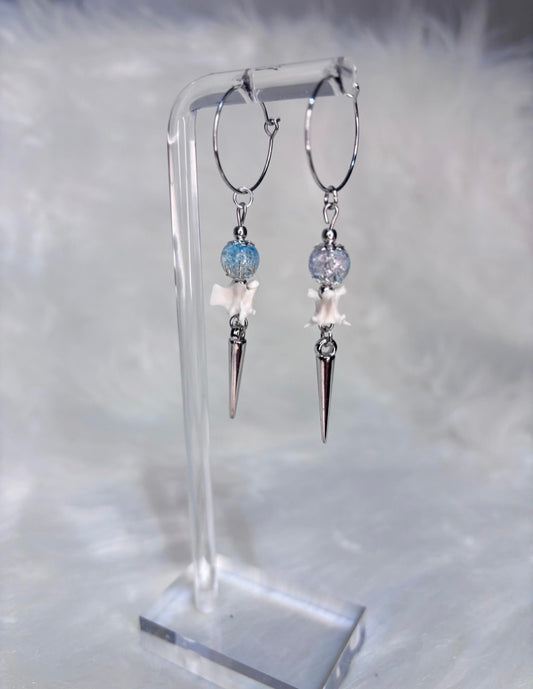 Pastel Rattlesnake Vertebra and Spike Hooped Earrings