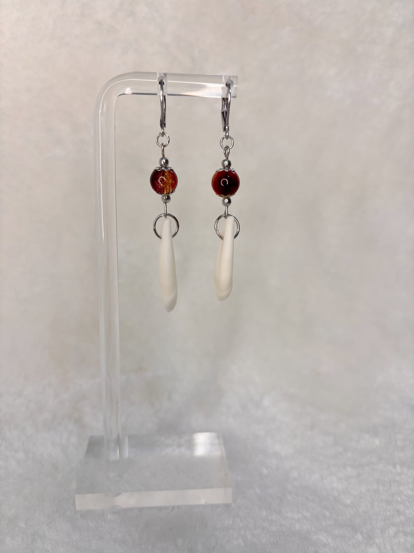 Brown and Gold Coyote Teeth Earrings