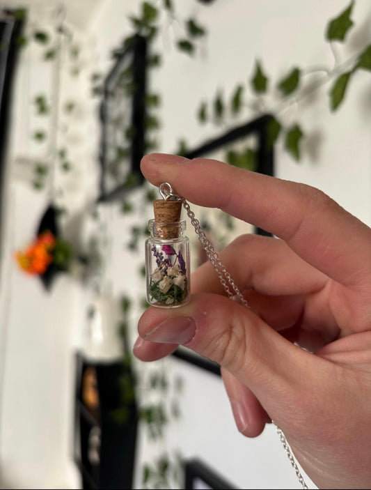 Small mammal Vertebra Jar Necklace
